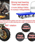 Heavy Duty Pneumatic Caster Wheels 5 Pack With Smooth Rollin Rubber Tires And Kickin Cold Rolled Steel Brackets For Quick Cart Setup with 360° rotation.