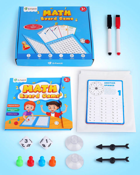 Magnetic Addition And Multiplication Game Board For Kids Ages 8 To 12, Hands On Math Manipulatives with accessories on display