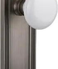 Mission Plate With White Porcelain Knob, Passage Set, 2.375 Inch Door Plate In Antique Pewter Finish, Vintage Style Interior Door Hardware