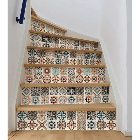 Boho Peel And Stick Wallpaper For Kitchen Backsplash Gray Pattern Vinyl Self Adhesive Removable covers stair risers.