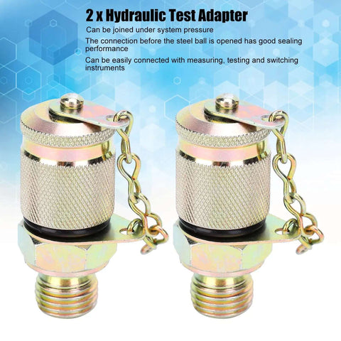 2 x Hydraulic Test Adapter with M14 M16 steel body and chain for pressurized system testing
