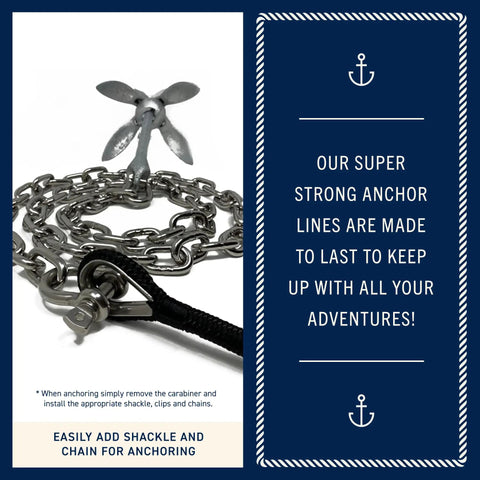 Rock Solid Double Braided Boat Anchor Rope, 50 Foot Nylon Marine Anchor Line With 316 Stainless Steel Thimble, Heavy Duty 3/8 Inch Boating Line, Hangs Tough Through Rough Swells, Built Like Iron For Everyday Use