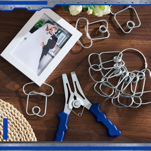 22 Piece Miter Spring Clamps Kit With Spring Loaded Pliers, 20 Clamps And Storage Ring For Woodworking, Trim, Frames And Moldings