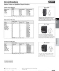 Catalog page showing 30 Amp Double Pole Circuit Breaker With Two 20 Amp Single Pole Units Triplex One Half Inch Plug In Frame