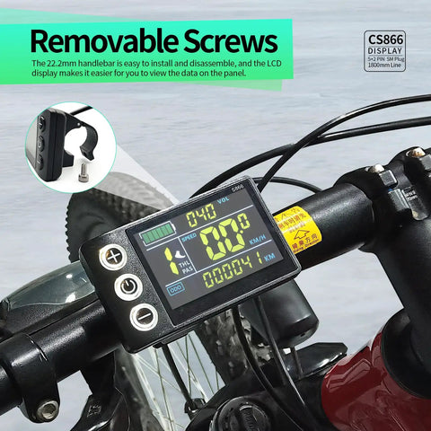 26A Sine Wave Brushless Controller With CS866 Mini Color LCD Display And Throttle For 36V 48V 52V E Bikes Scooters And Mountain Bikes 500W 800W Motors Self Learning Learn Phase Angle And Direction Compatible With Hall And Hall Free Motors