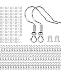 Sterling Silver Earring Hooks Set For DIY Jewelry Making, 60 Pairs, 120 Pieces, Fish Hooks Ear Wires, Hypoallergenic Findings With 120 Clear Silicone Earring Backs