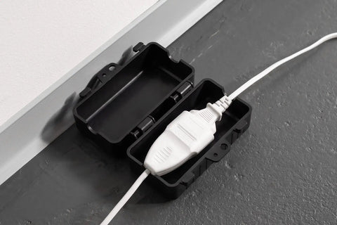 Indoor Plug Safe Box With Lockable Safe Compartment Measures 120 X 60 X 60 mm IP20 For Cables Up To 18 mm Thick Includes Padlock And Keys