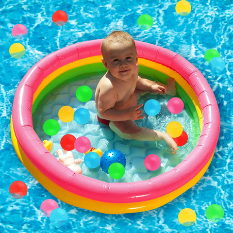 Inflatable Kiddie Pool With 50 Ball Set For Backyard Summer Water Play, 45 Inch Baby Pool With 50 Mini Balls, Safe PVC Construction