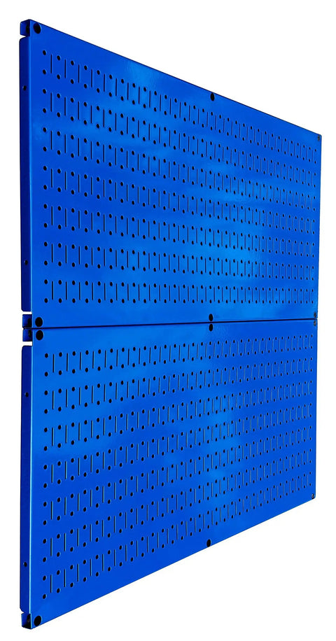 Heavy Duty Steel Pegboard Rack Pack With Two Blue 32 Inch By 16 Inch Horizontal Metal Pegboard Panels For Garage Or Workshop Organization