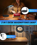 12X Magnifying Glass With Light And Stand For Crafting showing desk lamp with flexible gooseneck and two mounting options