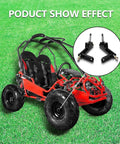 Left And Right Steering Knuckle For Go Kart KT196 CK196 T KT194 196cc with red go-kart and knuckle close-up