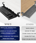 Under Desk Keyboard Tray With Heavy Duty Clamp Mount System 27 Inch Sliding Keyboard Drawer For Ergonomic Typing And Mouse Space Saving Pull Out Platform With Clamp Black KB05E showing smooth ball bearing rails and larger clamps.