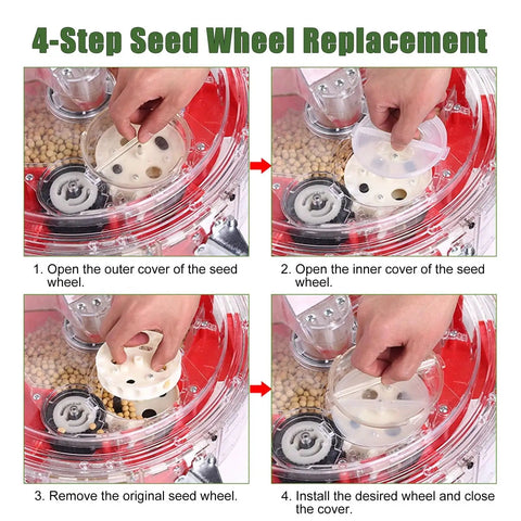 4-step seed wheel replacement for 12 Nozzle Manual Seed Planter With 6 Seed Plates For 3-15mm Corn Soybean And Peanut Hand Push Seeder