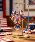 250th Anniversary Acrylic Ornament With American Flag Stars And Stripes Design For Semiquincentennial Celebration 1776 2026 Patriotic Hanging Decor For Home Parties Christmas Tree Hot Air Balloon Style 3.15 Inch displayed on stand