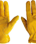 Heavy Duty Leather Work Gloves for Men and Women, Yellow X Large 3 Pack, Premium Cowhide Grip shown front and back