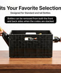 Stackable Wine Storage Crates Modular System For Cabinets And Cellars, 12 Bottle Capacity, showing bottles removed from both sides