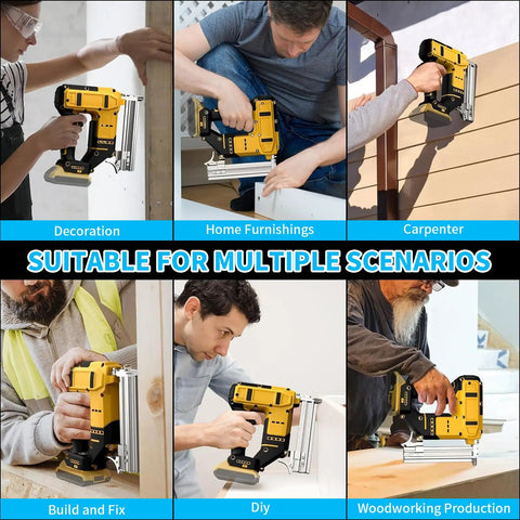Pro Level Cordless Brad Nailer And Staple Gun Set Built With Brushless Motor For Woodworking And Home Remodeling Loads Up With 1000 Fasteners To Knock Out Tough Diy Projects Like A Badass Straight Shooter