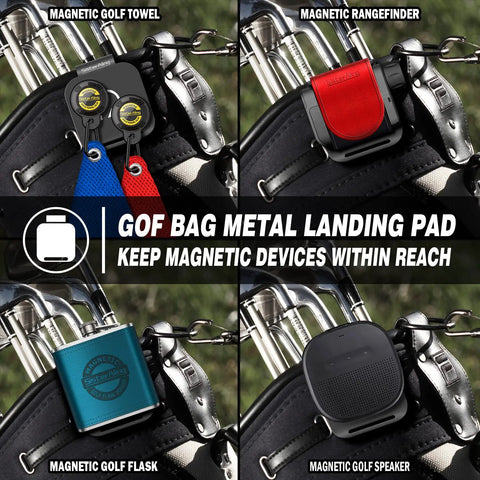 Magnetic Landing Pads For Golf Accessories Towel Rangefinder Flask And Speaker With Quick Access Mounts On Your Golf Bag