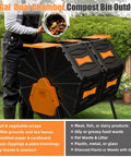 Dual Chamber Rotating Compost Bin Outdoor No Bending No Lifting 45 Gallon Tumbling Garden Bin With 360 Degree Rotation