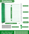 Contents of Wind Resistant Temporary Fence With Metal Posts For Outdoor Dogs And Pets, 40 Inch High By 50 Foot Long Garden Boundary