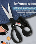 Amazon Professional Laser Guided Scissors with laser guide for fabric; black ergonomic handle, stainless steel blades