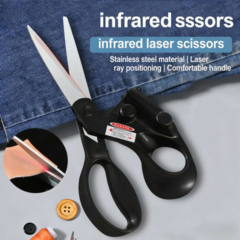 Amazon Professional Laser Guided Scissors with laser guide for fabric; black ergonomic handle, stainless steel blades