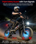 Rider on 16 Inch Fat Tire Electric Bike For Adults And Teens With Peak 1500W Power, 65 Mile Range, with LED headlights