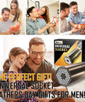 Ultimate Dad Gift Universal Socket Wrench That Grips Any Bolt Perfect Father's Day Gear shown with happy families.