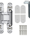 Hidden Door Hinges 6 Inch Concealed Zinc Alloy Butt Hinge With 180 Degree Swing and 3 Way Adjustable Design Pack of 2 Silver Finish