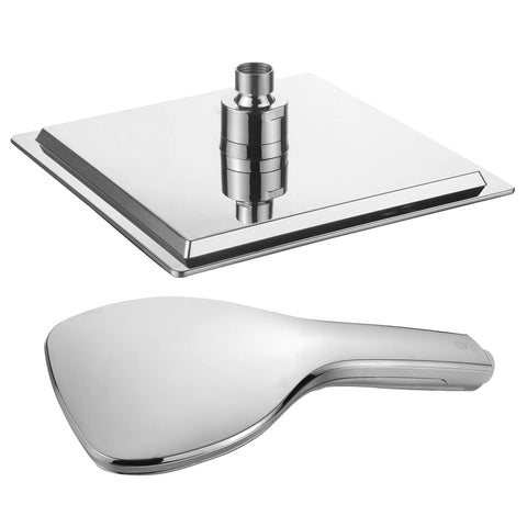 9 Inch Rainfall Shower Head And Handheld Combo With Push Button Flow Control For One Handed Operation, Premium Chrome Finish