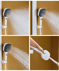 Exposed Shower Faucet System Piano Key Diverter Control White, featuring hand shower with adjustable spray mode in action.