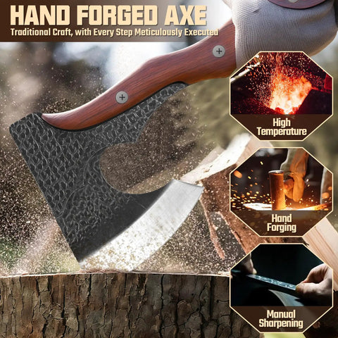 Camping Hatchet With Sheath 14 Inch Hand Forged Survival Hatchet Built Beast Tough for wood chopping and carving