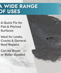 Close-up view of textured Clear Leak Fix Sealant 17 Oz One Coat Waterproof Sealant With Reinforced Fibers on surface.