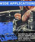 12 Piece Motorcycle Blind Hole Collet Bearing Puller Tool Kit Pro Grade With Storage Box And 8 To 32 Millimeter Collets And A 360 Millimeter Slide Hammer For Wheel Bearing Removal And Inner Bearing Extractor, shown in use on a wheel hub