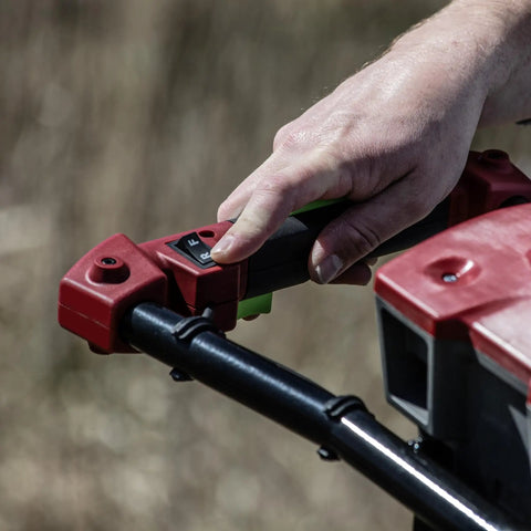 Hand operating variable speed trigger on 60V Cordless Dirt Auger With 8 Inch High Performance Bit, Spline Shaft, Reverse Mode