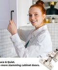 DecoBasics cabinet hinge set, full-overlay soft-close, 105° face-frame, clip-on plate, stainless steel hardware.