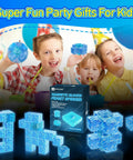 Children enjoy 4 In 1 Glow In The Dark Blue Magnetic Fidget Spinner Set With Magnetic Building Blocks And Infinity Cube at a party.