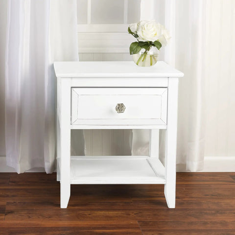 Nightstand painted with Linen White Chalked All In One Paint For DIY Friendly Furniture Ultra Matte Finish With One Coat Coverage
