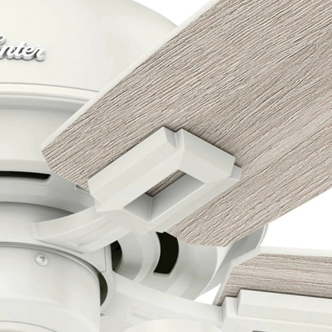 Close-up of Donegan Fresh White 52 Inch Ceiling Fan with LED Light Kit, showing fan blade and motor details.