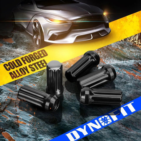 24 Piece Black Spline Lug Nut Set For Chevy Silverado 1500 GMC Sierra Ford F150 2015 To 2024 M14x1.5 60 Degree Seat