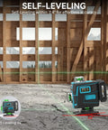 Laser Level With Tripod And Remote, 4x360 Degree Self Leveling Green Laser Leveler Tool, 16 Line Coverage, used in construction site