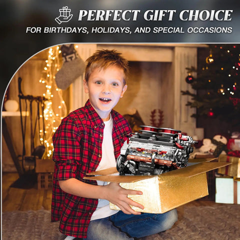 Child holding the Badass Tiger Tank Engine Building Blocks Set 1236 Pieces Heavy Duty Military Mechanical Gear Model Kit.