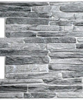 Dark Grey Faux Slate PVC 3D Wall Panels Pack Of 10 For Quick Easy Accent Wall Makeover Each Panel Measures 3.3 Ft By 1.7 Ft 98 Cm By 50 Cm 5.61 Sq Ft Coverage Rustic Textured Interior Design Paneling, sample panel showing rustic slate texture.
