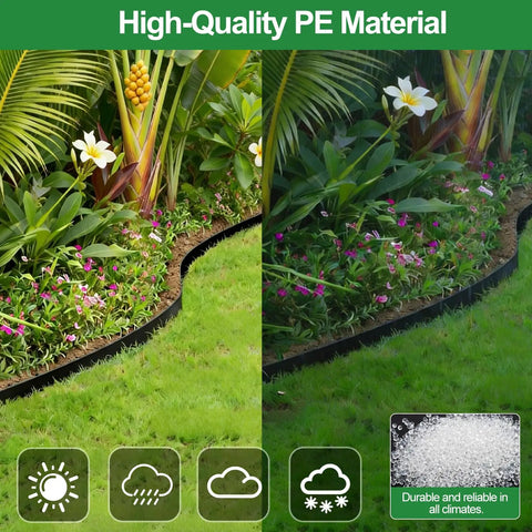 Flexible No Dig Landscape Edging Kit 4 In By 40 Ft With 60 Galvanized Steel Stakes And Hammer used for garden beds and lawns.