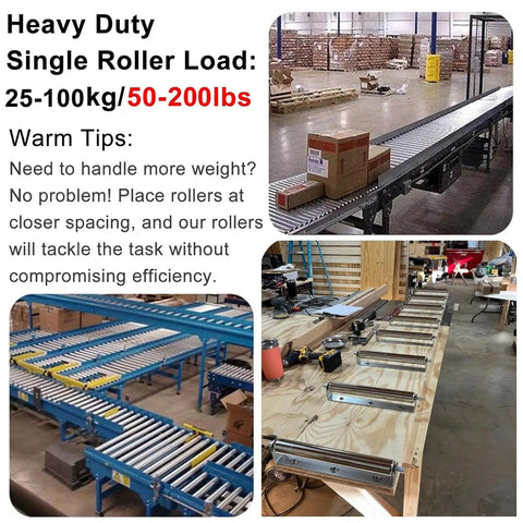 Premium Heavy Duty Stainless Steel Conveyor Rollers For Industrial Factory Use With Rust Proof Build And Spring Press Installation Plus Smooth Silent Operation In 5 Pack Lengths At 36 Inch on conveyor systems.