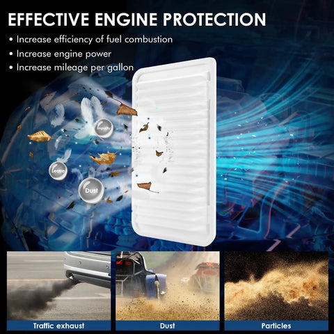 Image of Engine Air Filter For Lexus ES300 ES330 RX330 RX350 And Toyota Camry 2002 2006 showing air purification and protection benefits.
