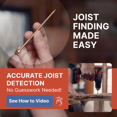 Joist Finder and Drill in Use for No Squeak Floor Repair Kit For Hardwood, Carpet, Vinyl And Linoleum, Complete DIY Squeak Fix Kit