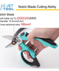 8 Inch Stainless Angle Electrician Scissors Heavy Duty Pro Tool For Aluminum And Copper Soft Cable With Notch Blade