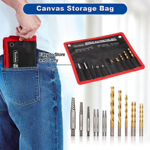 14 Piece Screw Extractor Set For Stripped Screws And Broken Bolts HSS Left Handed Drill Bits And Damaged Nut Removal Kit