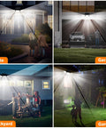Outdoor Solar Motion Lights For Deck Quick Charge High Brightness With Large Tempered Glass Panel Sensitive PIR Motion Sensor Remote Included 2 Pack Bundle illuminating gate, garage, backyard, and garden.